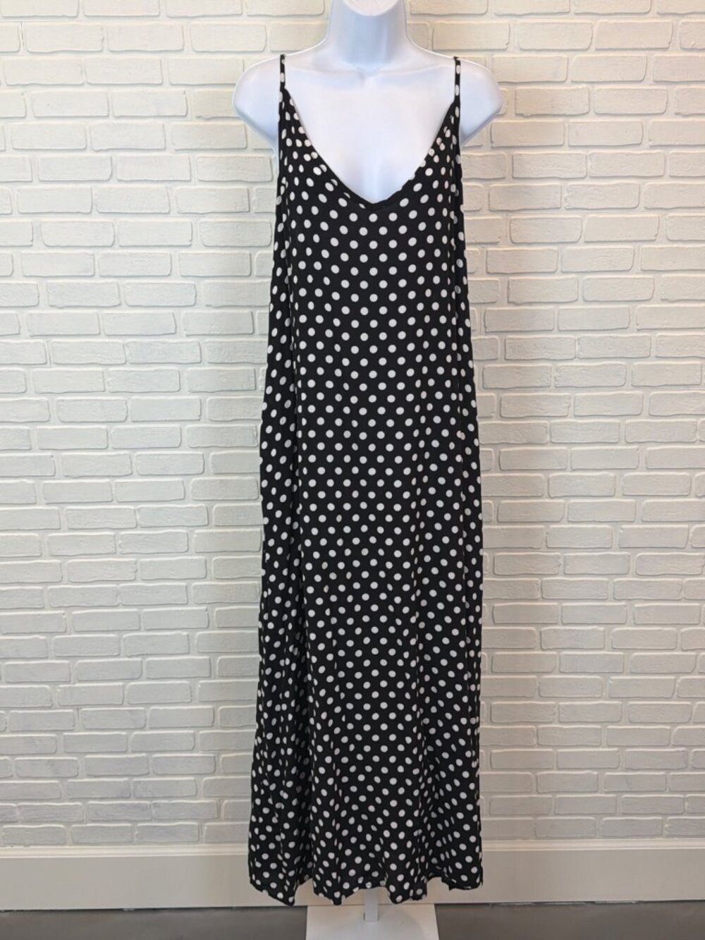 Zanzea Polka Dot Maxi Dress Black White Sleeveless 16